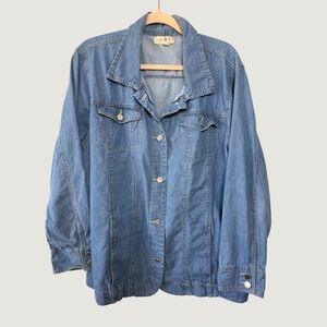 Turtle‎ Bay New York Denim Shirt Jacket Womens 2XL Light Wash Cotton Button Up